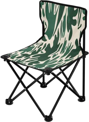 Dark Green Texture Portable Outdoor Folding Chair Anti-Slip Padded Oxford Cloth Stool Camping Chair Small for Beach Hiking Fishing Gardening Quad Camp Chair