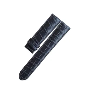 Dark Grey Alligator leather watch band, Handmade Alligator watch strap (14mm, Steel Folding Clasp)