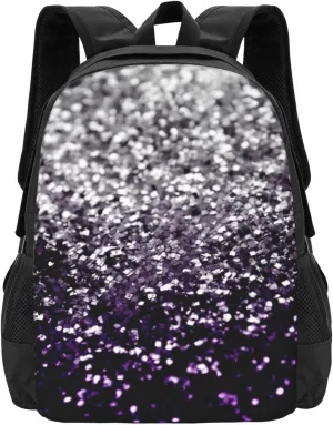 Dark Night Purple Black Silver Glitter Lightweight Packable Backpack Travel Casual Large Capacity Daypack Foldable Backpack For Men Women