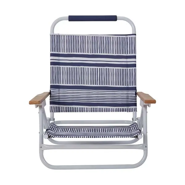 Deluxe Beach Chair - Navy and White/Ideal for Outdoors or Pool Side