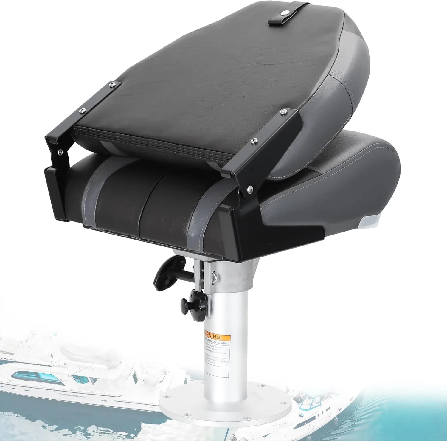 Deluxe Marine High Back Folding Boat Seat,Stainless Steel Screws Included