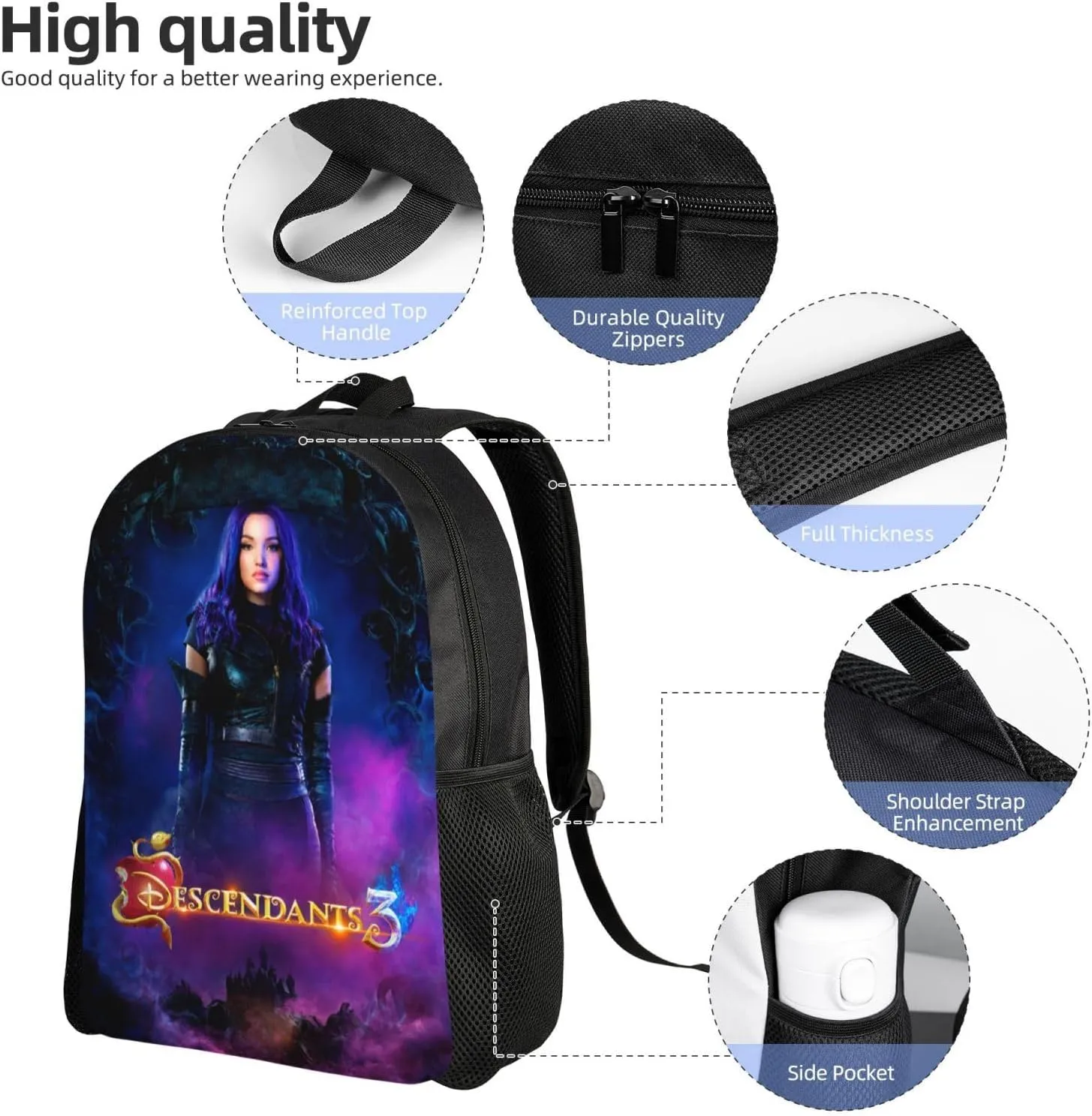 Desc-endants 3 Backpack, 17 inch casual large capacity cute travel sports backpack lightweight