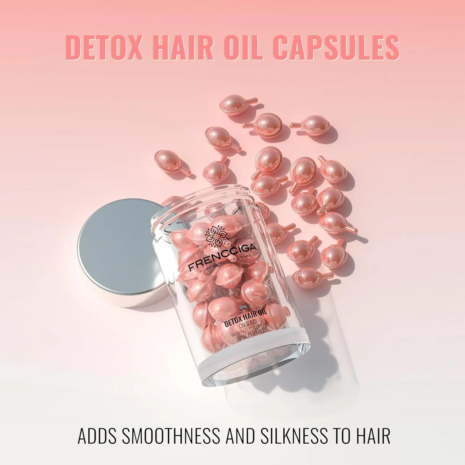 Detox Hair Oil Capsules, Premium Hair Oil Serum Treatment for Cleansing & Revitalizing Hair for Soft, Shiny, Buildup-Free Locks 30 Capsules
