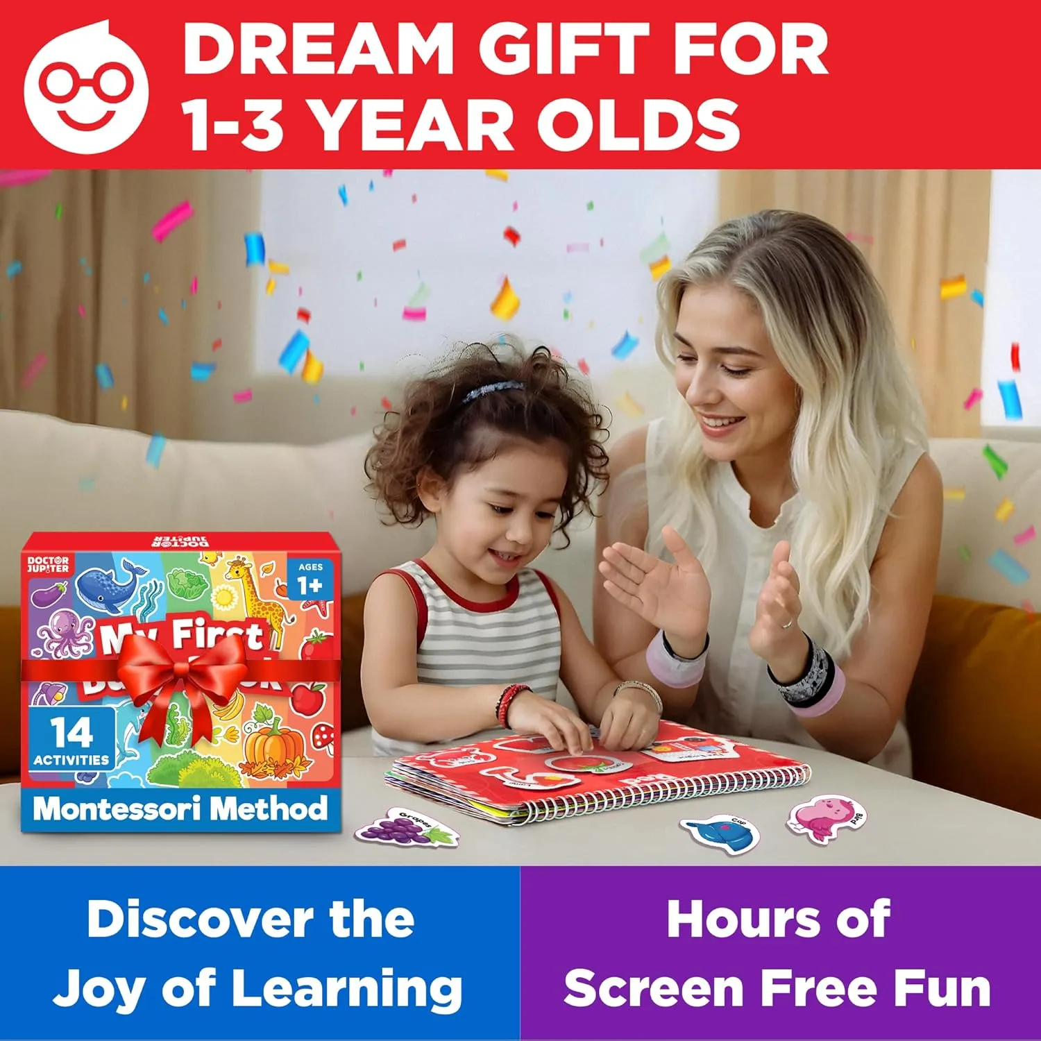 Doctor Jupiter My First Montessori Busy Book for Toddlers 1  Year Olds | Preschool Learning Activities - Educational Travel Toys | Birthday Gift for Boys & Girls Ages 1,2,3