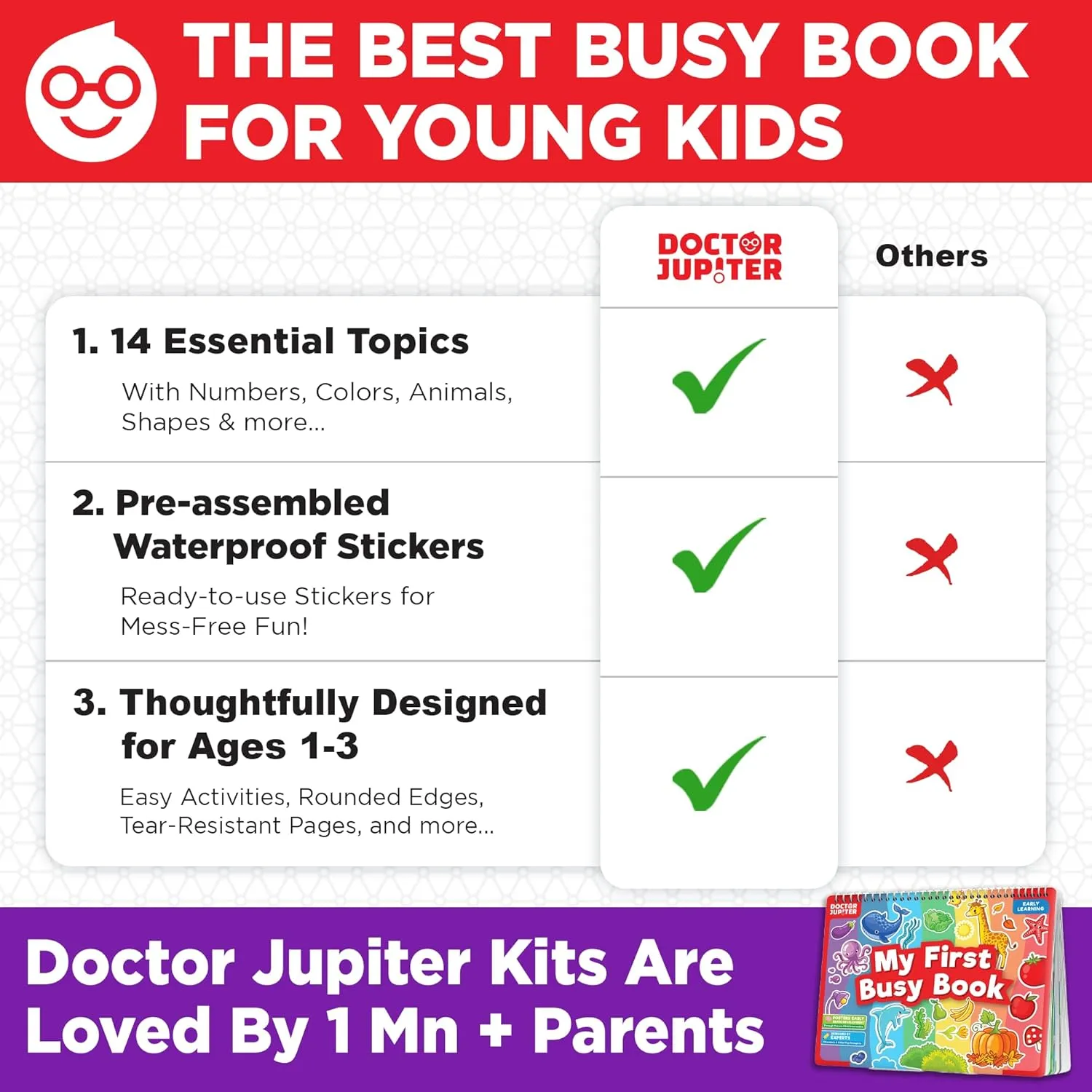 Doctor Jupiter My First Montessori Busy Book for Toddlers 1  Year Olds | Preschool Learning Activities - Educational Travel Toys | Birthday Gift for Boys & Girls Ages 1,2,3