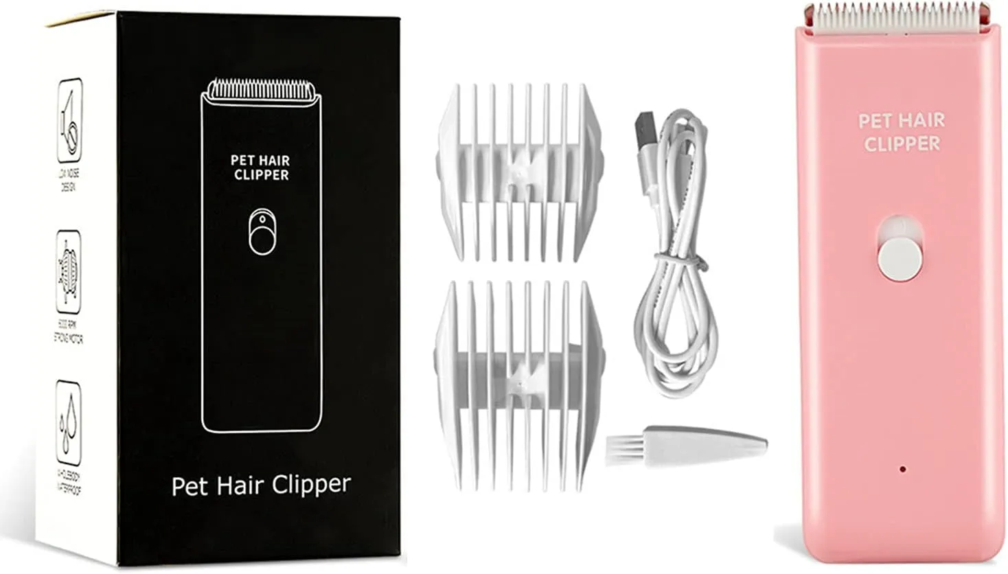 Dog Clippers,Quiet Washable USB Rechargeable Cordless Dog Grooming Kit,Electric Pets Hair Trimmers Shaver Shears for Dogs and Cats Pink