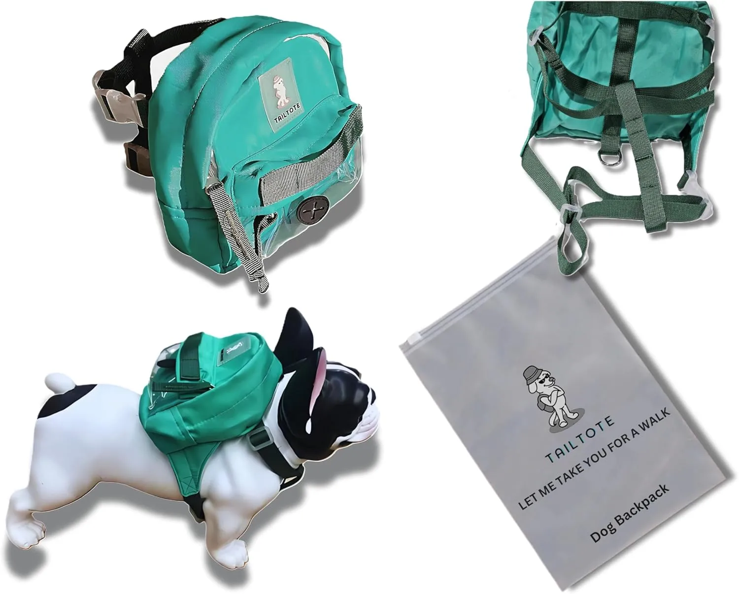 Dog Hiking Backpack Harness Lightweight, Adjustable, and Water-Resistant Pet Poopbag Holder for Outdoor Adventures,Puppy Training or Everyday Walks (Small)