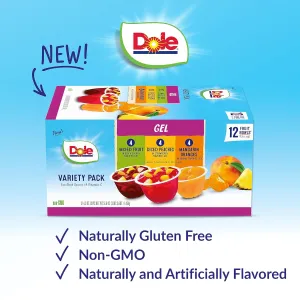 Dole Fruit Bowls In Gel Variety Pack Snacks, Peaches, Mixed Fruit, Mandarin Oranges, 4oz 12 Total Cups, Gluten & Dairy Free, Bulk Lunch Snacks for Kids & Adults (Pack of 2)