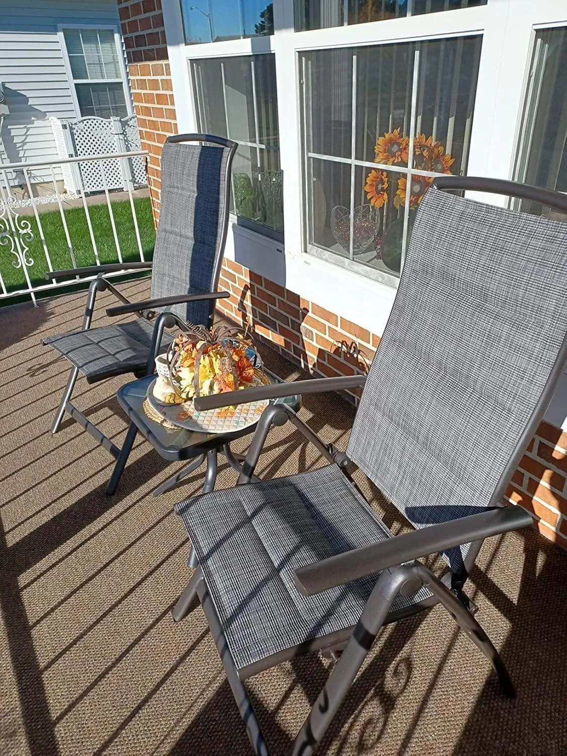 Domi Folding Patio Chairs Set of 2, Aluminium Frame Reclining Sling Lawn Chairs with Adjustable High Backrest, Patio Dining Chairs for Outdoor,Porch,Balcony (Double-Layered Textilene Fabric)