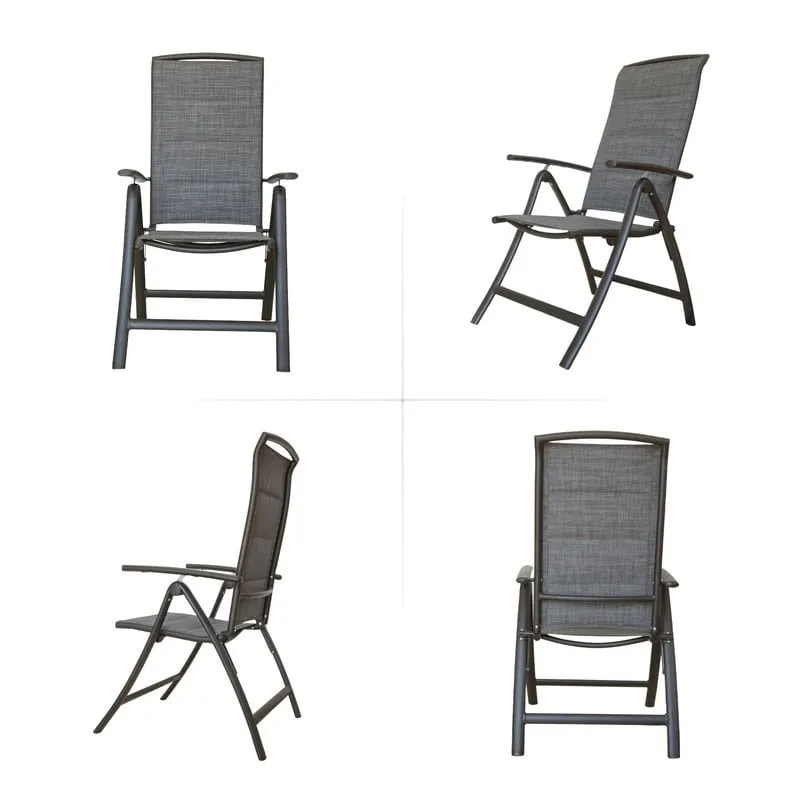 Domi Outdoor Living Aluminum Folding Dining Armchairs (Set of 2) - Adjustable & Weather-Resistant