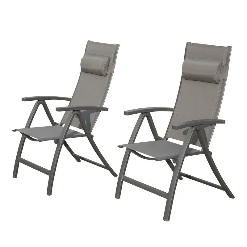 Domi Outdoor Living Aluminum Folding Dining Armchairs (Set of 2) - Adjustable & Weather-Resistant