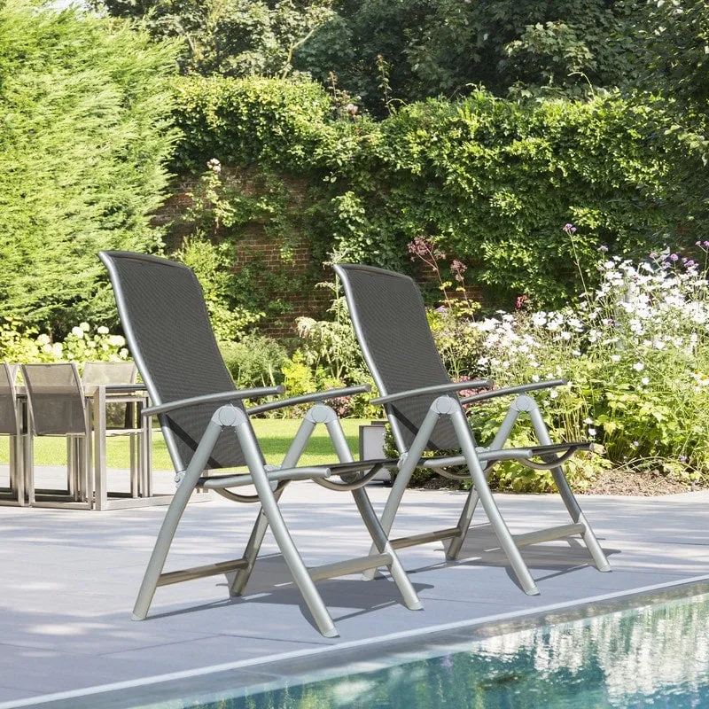 Domi Outdoor Living Aluminum Folding Dining Armchairs (Set of 2) - Adjustable & Weather-Resistant