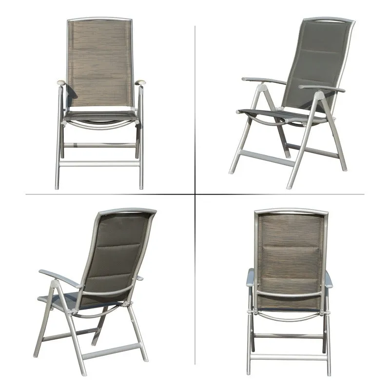 Domi Outdoor Living Aluminum Folding Dining Armchairs (Set of 2) - Adjustable & Weather-Resistant