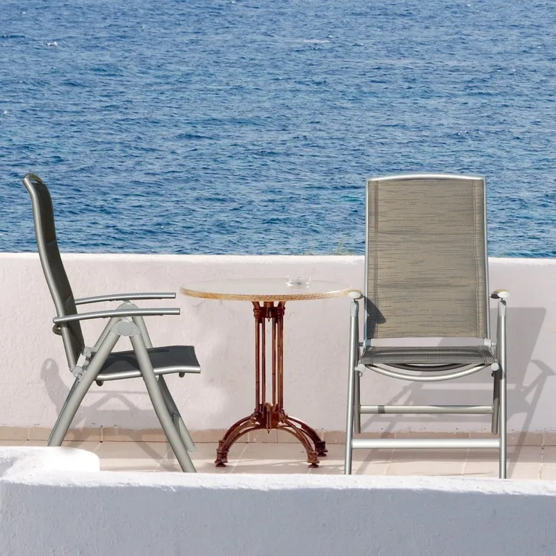 Domi Outdoor Living Aluminum Folding Dining Armchairs (Set of 2) - Adjustable & Weather-Resistant