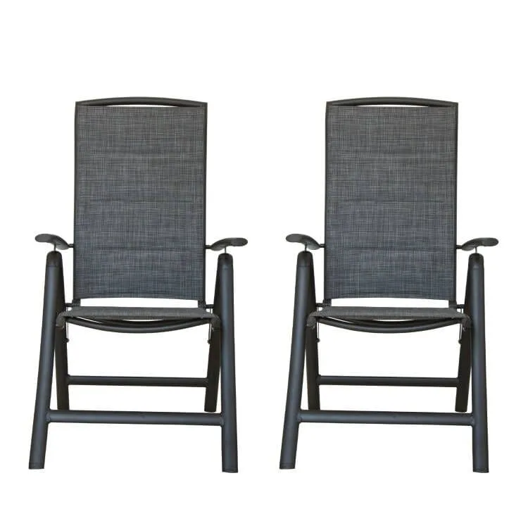 Domi Outdoor Living Aluminum Folding Dining Armchairs (Set of 2) - Adjustable & Weather-Resistant