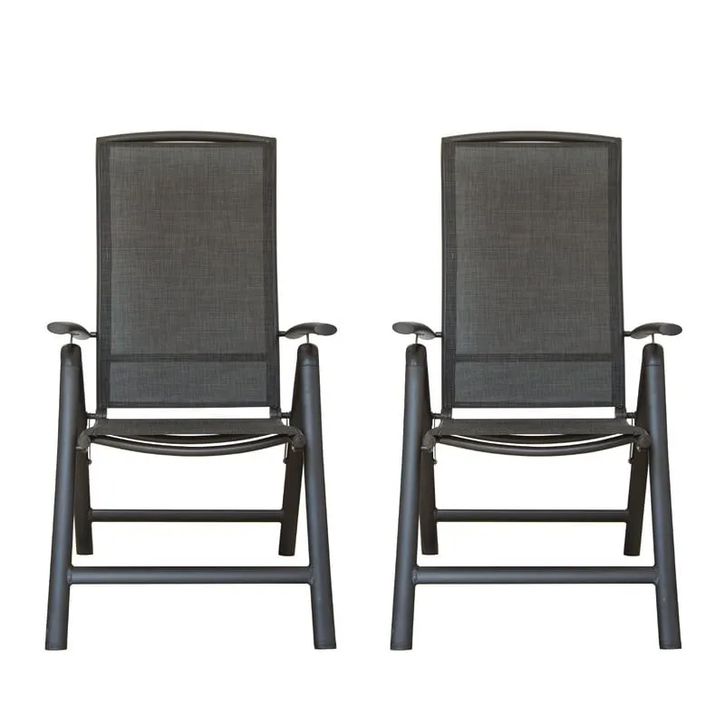 Domi Outdoor Living Aluminum Folding Dining Armchairs (Set of 2) - Adjustable & Weather-Resistant