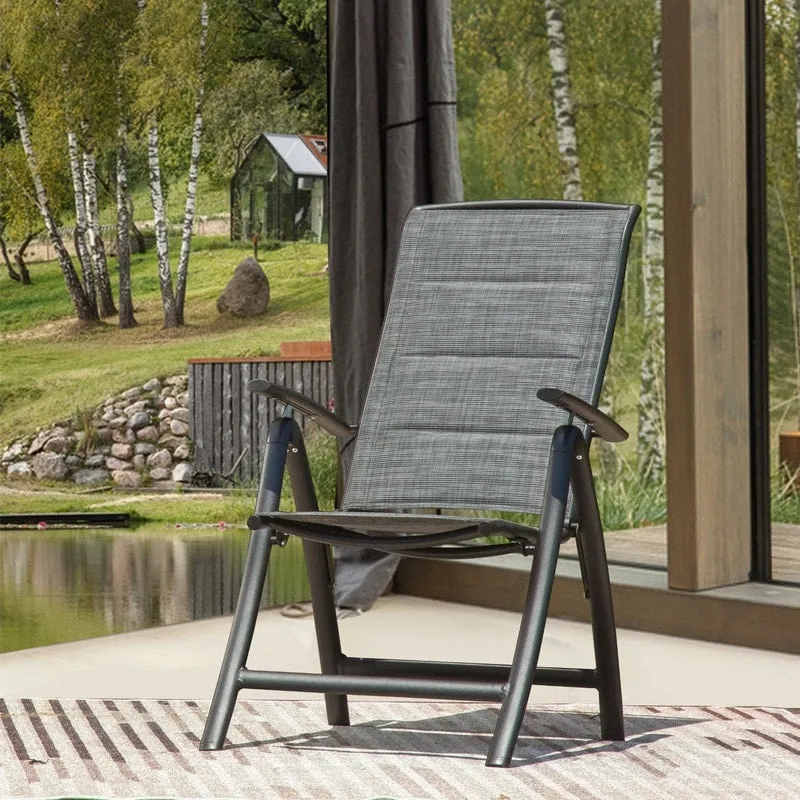 Domi Outdoor Living Aluminum Folding Dining Armchairs (Set of 2) - Adjustable & Weather-Resistant