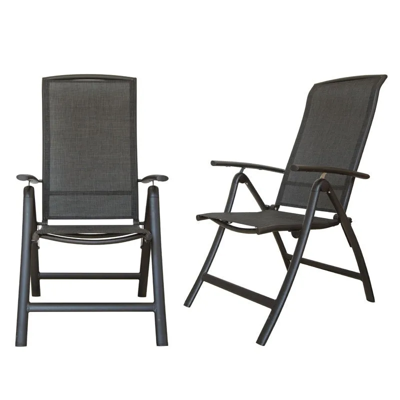 Domi Outdoor Living Aluminum Folding Dining Armchairs (Set of 2) - Adjustable & Weather-Resistant