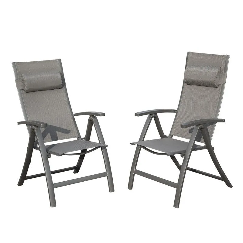 Domi Outdoor Living Aluminum Folding Dining Armchairs (Set of 2) - Adjustable & Weather-Resistant