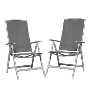 Domi Outdoor Living Aluminum Folding Dining Armchairs (Set of 2) - Adjustable & Weather-Resistant