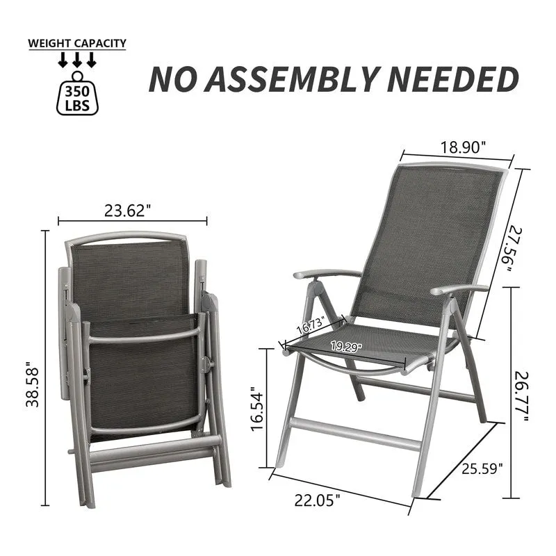 Domi Outdoor Living Aluminum Folding Dining Armchairs (Set of 2) - Adjustable & Weather-Resistant