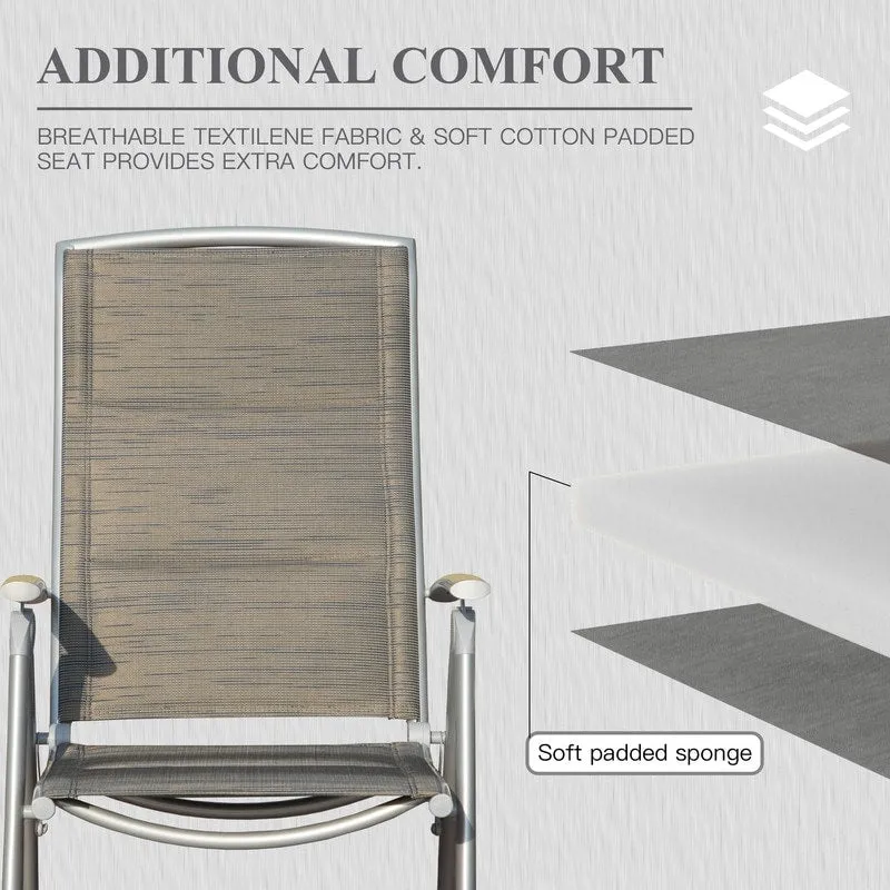 Domi Outdoor Living Aluminum Folding Dining Armchairs (Set of 2) - Adjustable & Weather-Resistant
