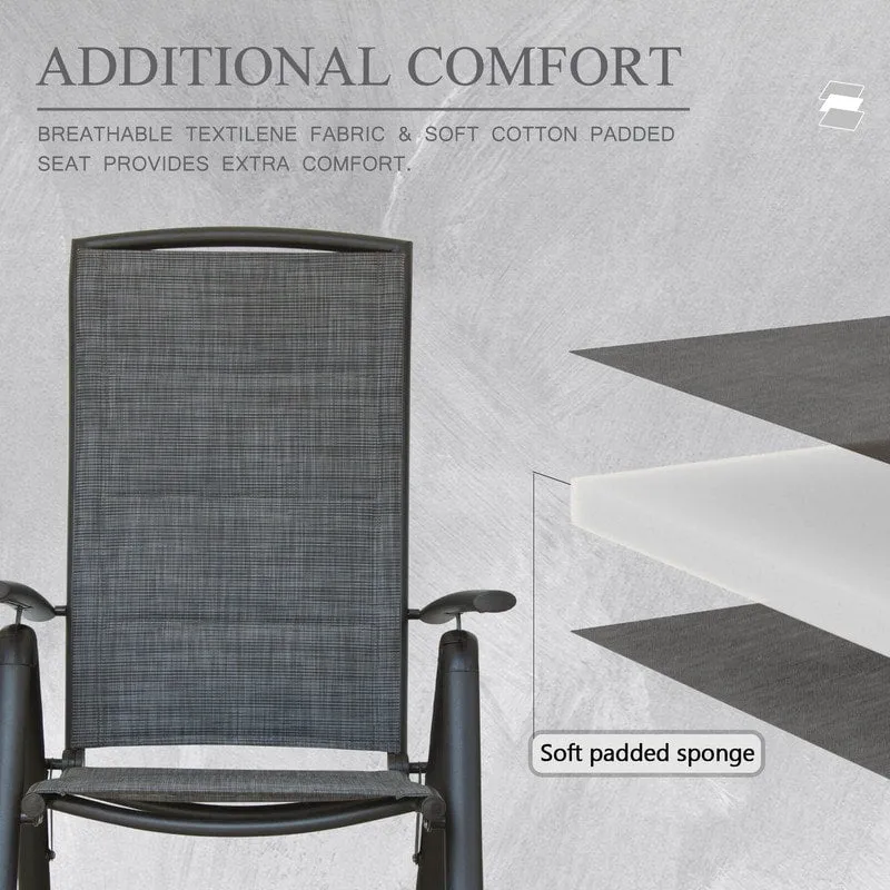 Domi Outdoor Living Aluminum Folding Dining Armchairs (Set of 2) - Adjustable & Weather-Resistant