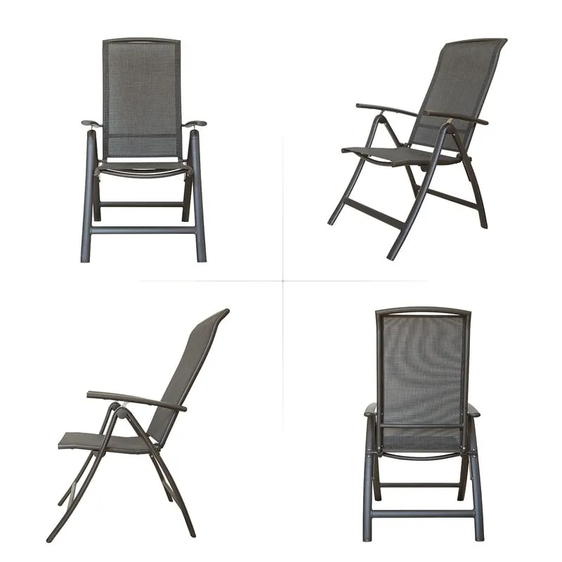 Domi Outdoor Living Aluminum Folding Dining Armchairs (Set of 2) - Adjustable & Weather-Resistant