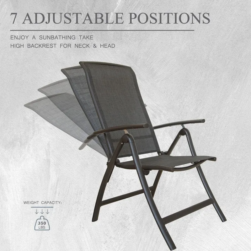 Domi Outdoor Living Aluminum Folding Dining Armchairs (Set of 2) - Adjustable & Weather-Resistant