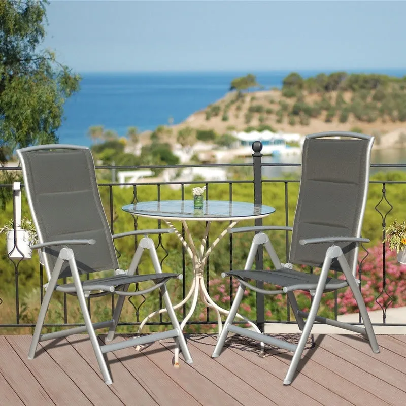 Domi Outdoor Living Aluminum Folding Dining Armchairs (Set of 2) - Adjustable & Weather-Resistant