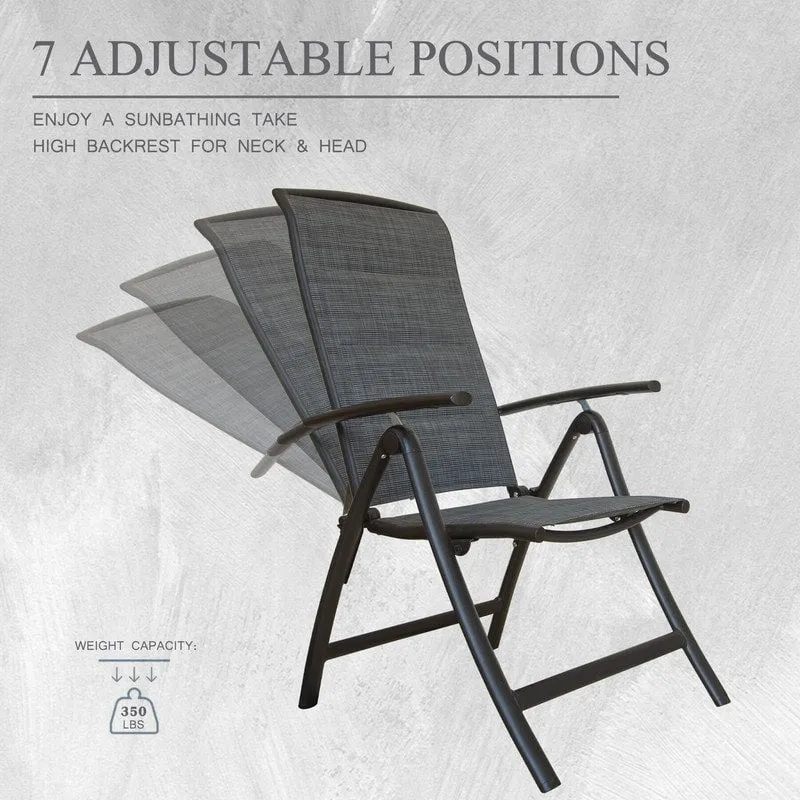 Domi Outdoor Living Aluminum Folding Dining Armchairs (Set of 2) - Adjustable & Weather-Resistant