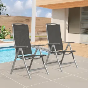 Domi Patio 2-Pack Folding Lounge Chairs - Adjustable Reclining Outdoor Chairs with Aluminum Frame & Textilene Seat for Patio, Pool, Beach, Camping
