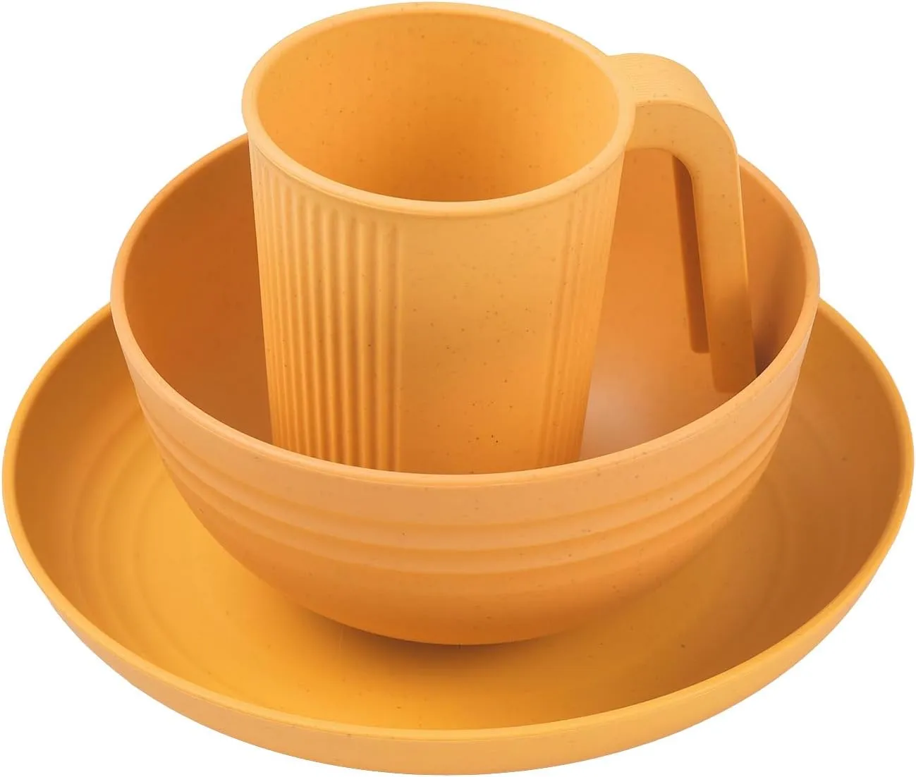 doorslay Camping Utensils Set for 2 Portable Wheat Straw Mess Kit with Bowl Plate Cup Fork Knife Spoon Camping Cooking Utensils