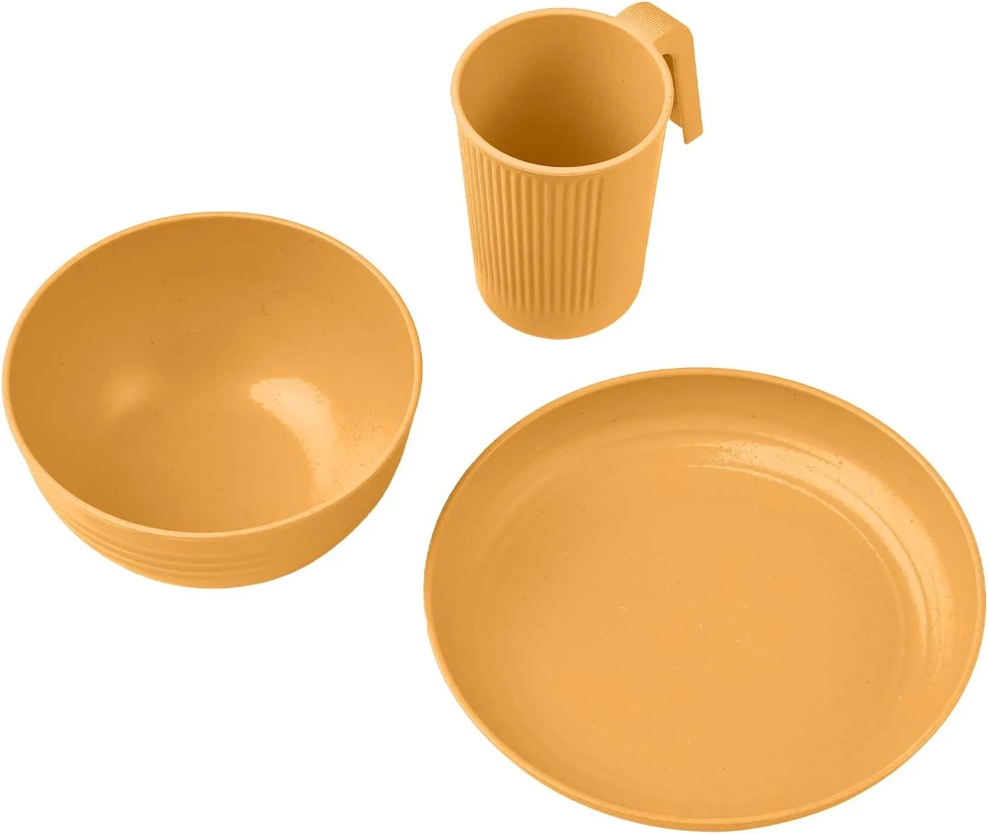 doorslay Camping Utensils Set for 2 Portable Wheat Straw Mess Kit with Bowl Plate Cup Fork Knife Spoon Camping Cooking Utensils