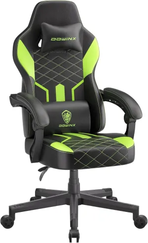 Dowinx Gaming Chair with Pocket Spring Cushion, Ergonomic Computer Chair High Back, Reclining Game Chair Pu Leather 350LBS, Green