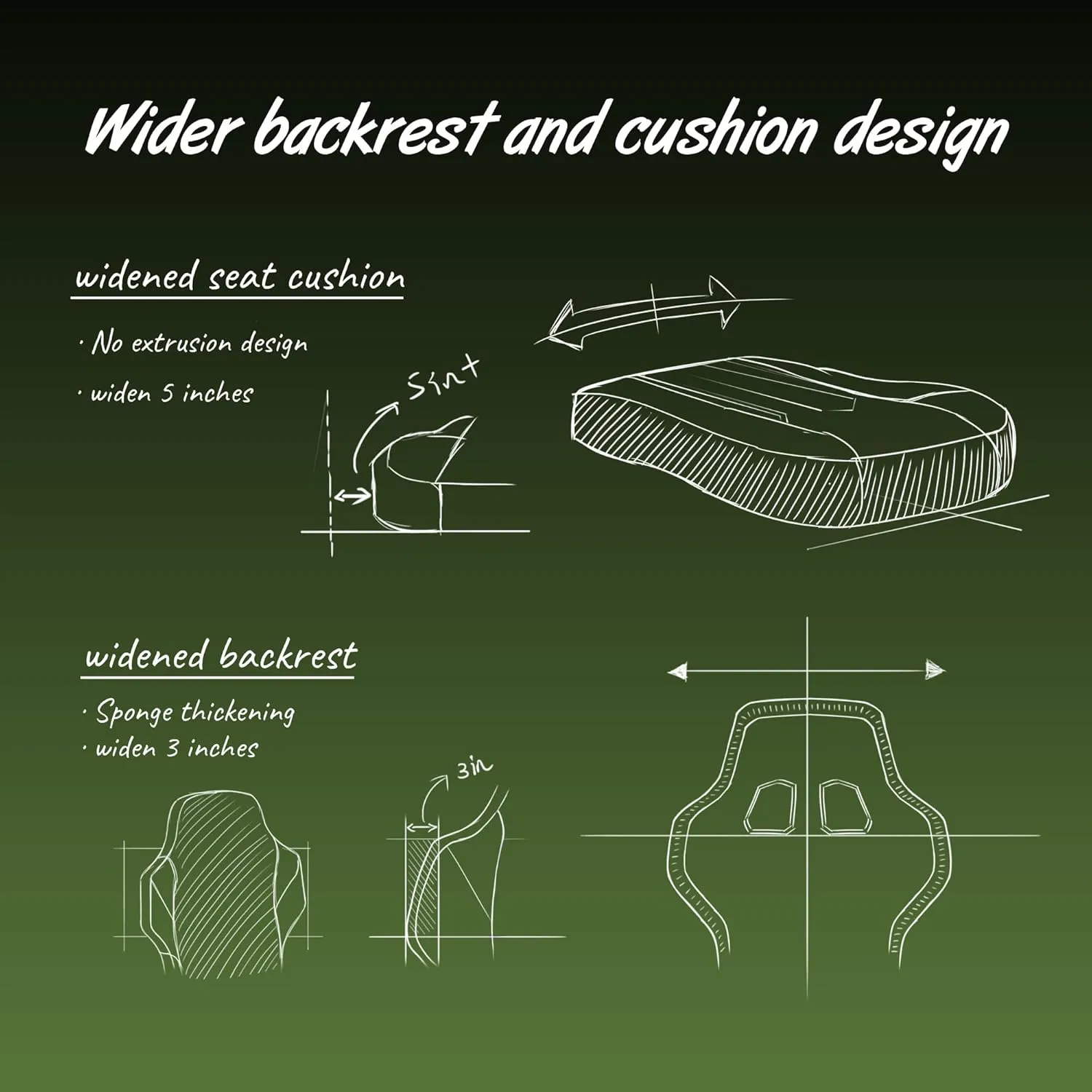 Dowinx Gaming Chair with Pocket Spring Cushion, Ergonomic Computer Chair High Back, Reclining Game Chair Pu Leather 350LBS, Green