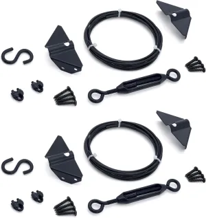 Durable Anti Sag Gate Kit for Wooden Fence, Anti-Sag Gate Support Cable Kit in Zinc, Anti-Sagging Fence Gate Kit Steel Gate Hardware, Wood Door Repair Kit for Outdoor, Gate Frame Kit Black, 2 Pack