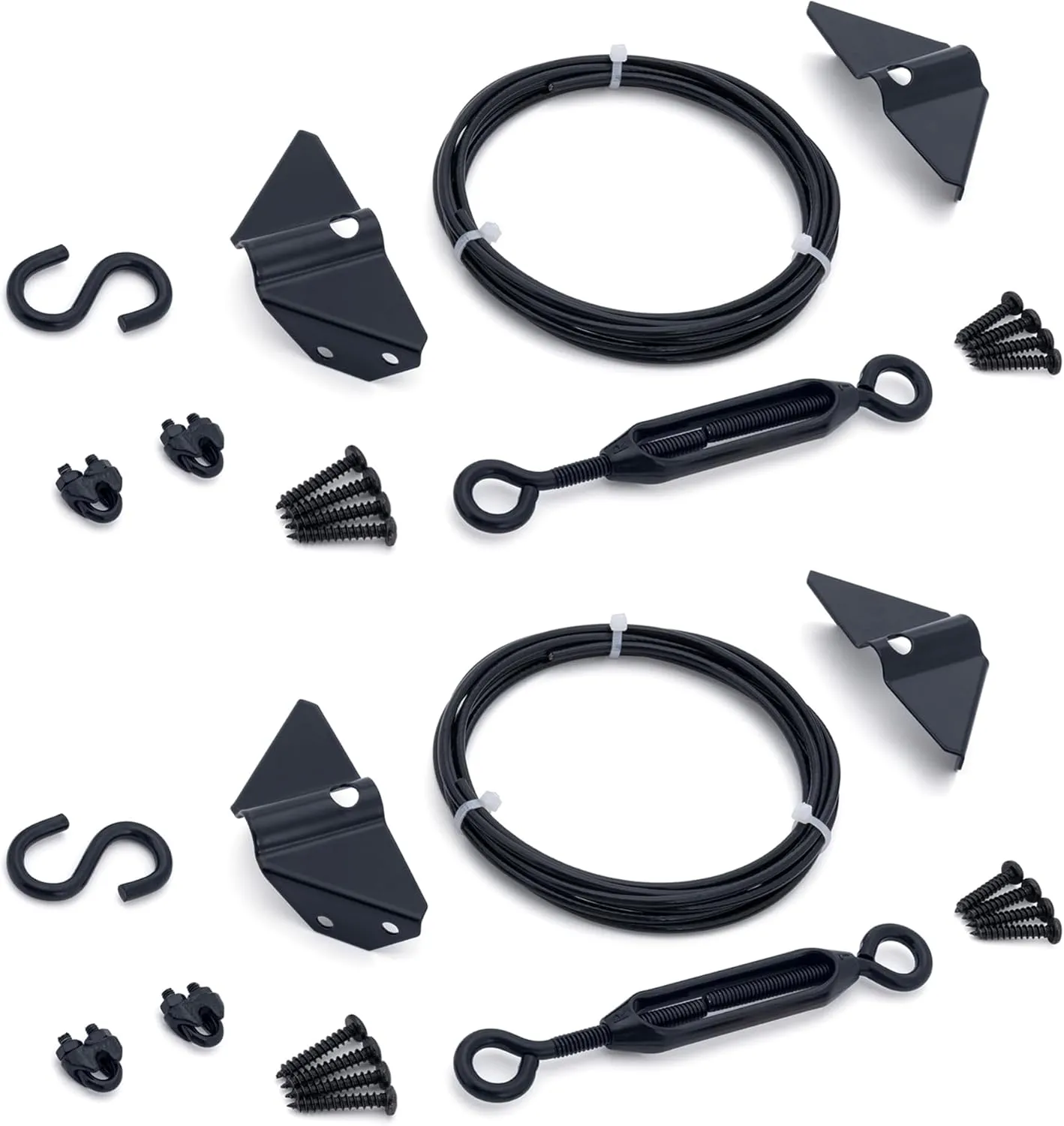 Durable Anti Sag Gate Kit for Wooden Fence, Anti-Sag Gate Support Cable Kit in Zinc, Anti-Sagging Fence Gate Kit Steel Gate Hardware, Wood Door Repair Kit for Outdoor, Gate Frame Kit Black, 2 Pack