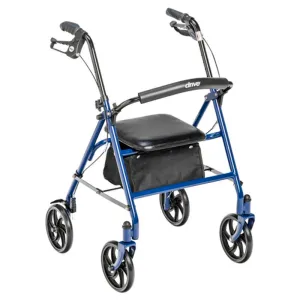 EA/1 Four Wheel Rollator Rolling Walker with Fold Up Removable Back Support, Blue