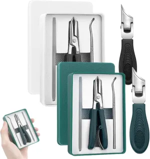 Eagle Beak Angled Nail Clippers, Sharp Oblique Oblique Ingrown Toenails Clipper, Wide Splashproof Nail Clippers 3-Piece Set, for Thick and Ingrown Nails (Mix 2PCS)