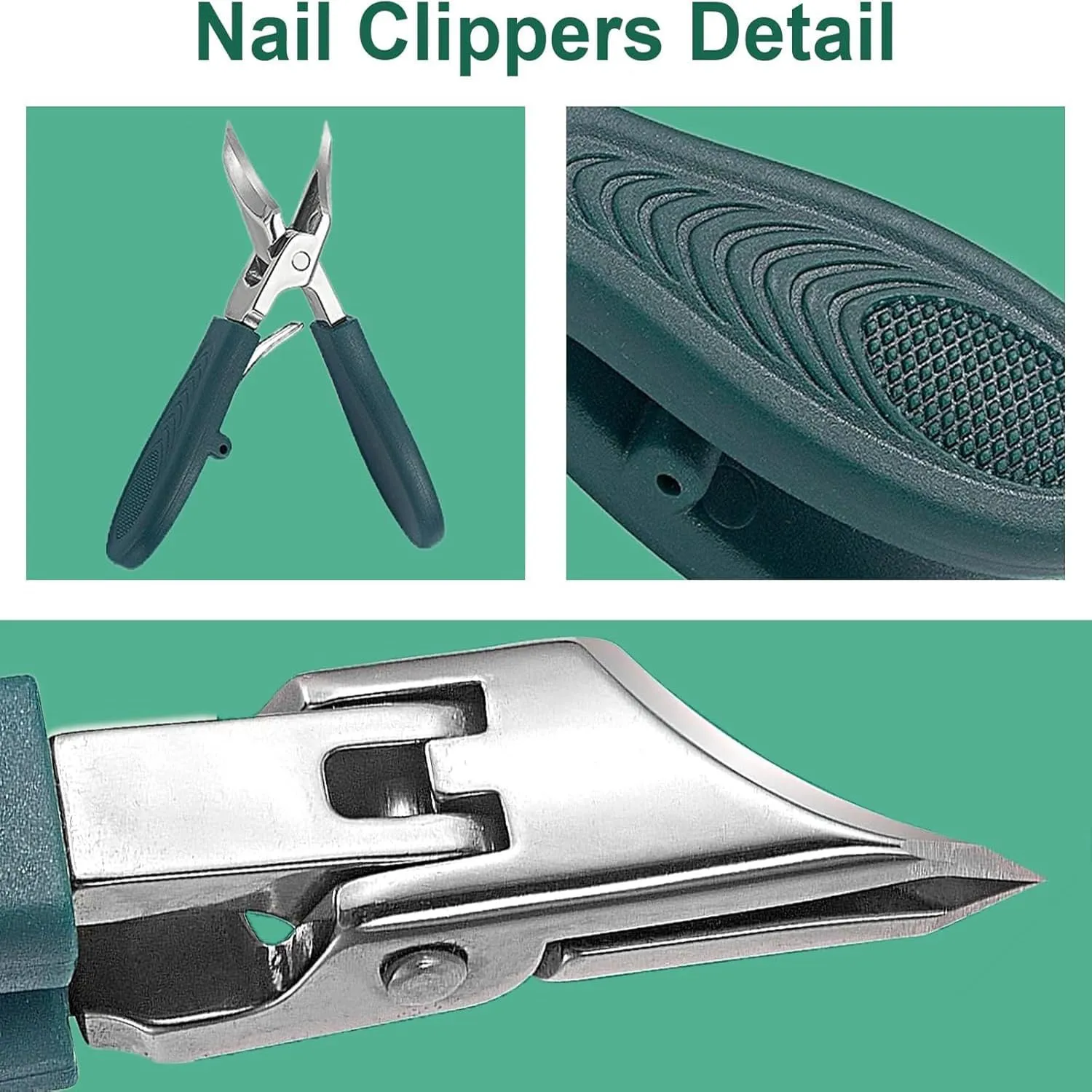 Eagle Beak Angled Nail Clippers, Sharp Oblique Oblique Ingrown Toenails Clipper, Wide Splashproof Nail Clippers 3-Piece Set, for Thick and Ingrown Nails (Mix 2PCS)