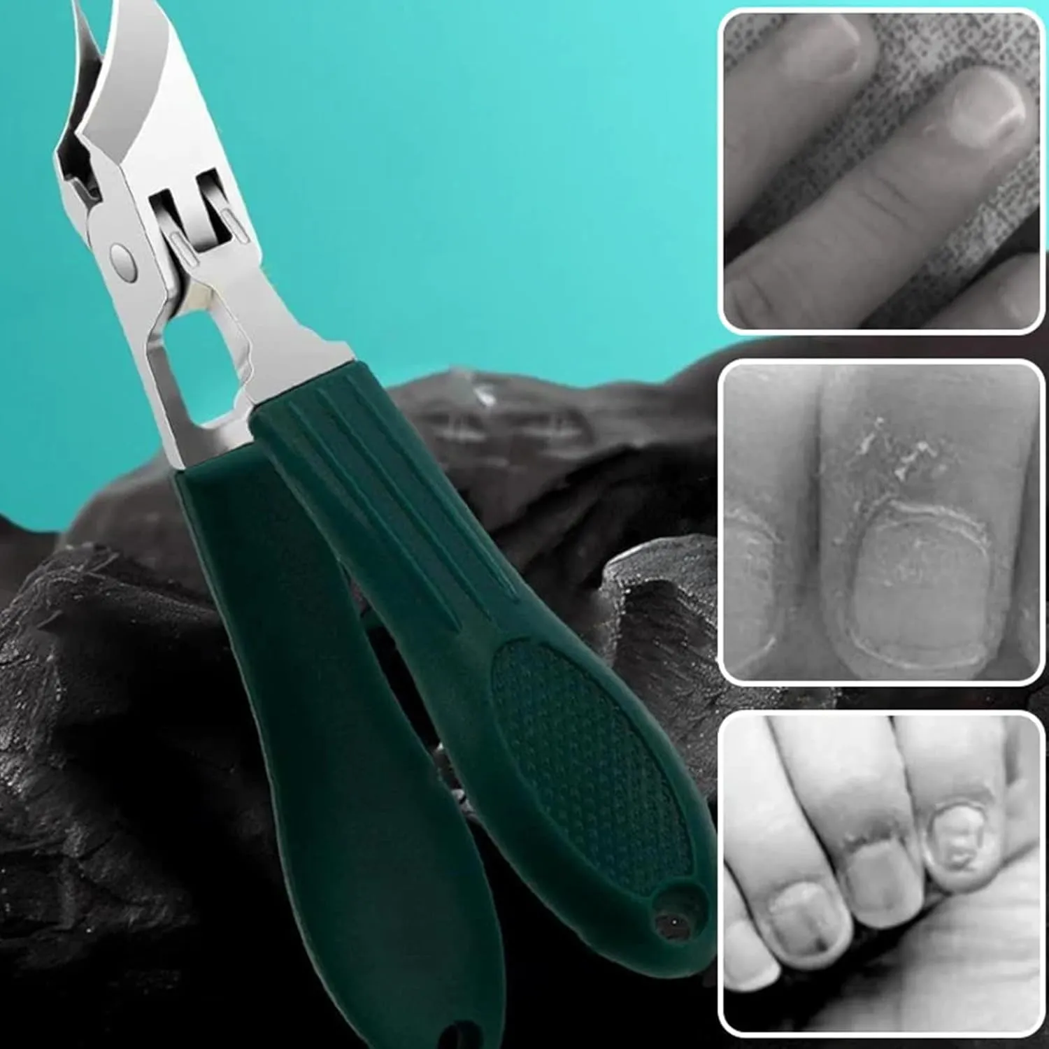 Eagle Beak Nail Clippers, Three Sets of Eagle Beak Beveled Nail Clippers,Household Multifunctional Large Opening Anti-Splash Nail Clippers Set (Green Black)