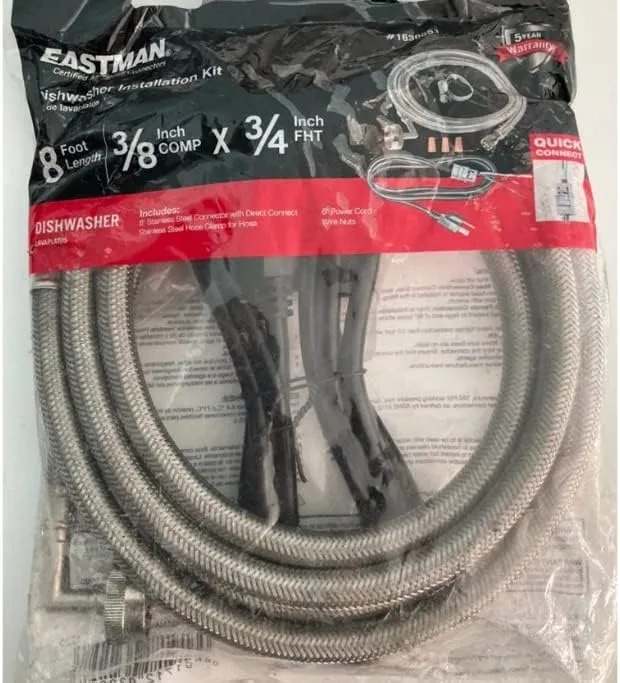 EASTMAN 8-ft 3/8-in Compression Inlet x 3/4-in Hose Thread Outlet Braided Stainless Steel Dishwasher Connector