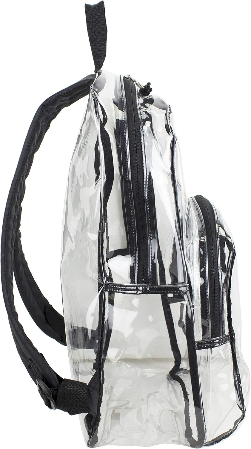 Eastsport Clear Backpack Lightweight Heavy Duty Large Transparent Bookbag For College, Sport, Hiking, Cycling, Travel, Workplace Security, 17.5" X 5.5" X 12.5" - Black