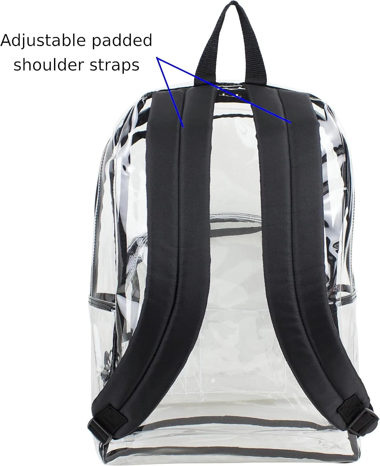 Eastsport Clear Backpack Lightweight Heavy Duty Large Transparent Bookbag For College, Sport, Hiking, Cycling, Travel, Workplace Security, 17.5" X 5.5" X 12.5" - Black