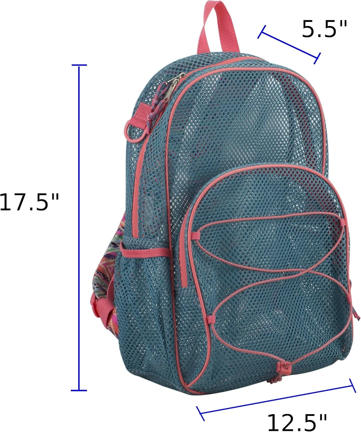 Eastsport Mesh Beach Backpack Lightweight Bungee See Through for Travel, College, Swim, Gym Bag, 17.5 x 12.5 x 5.5 Inches Aqua Haze Coral