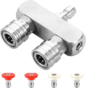 EASYBRO Pressure Washer Tips, 2-in-1 Power Washer Nozzle Tip, Dual Pressure Wash Nozzle Tips with 4PCS Spray Nozzles, 1/4 Inch Quick Connect, 5000 PSI