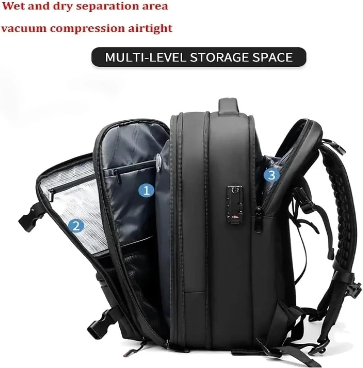 Easyvacpac Backpack,Easy Vac Pack Backpack,Travel Backpack with Vacuum Compression,60l Expandable Vacuum Backpack (black)