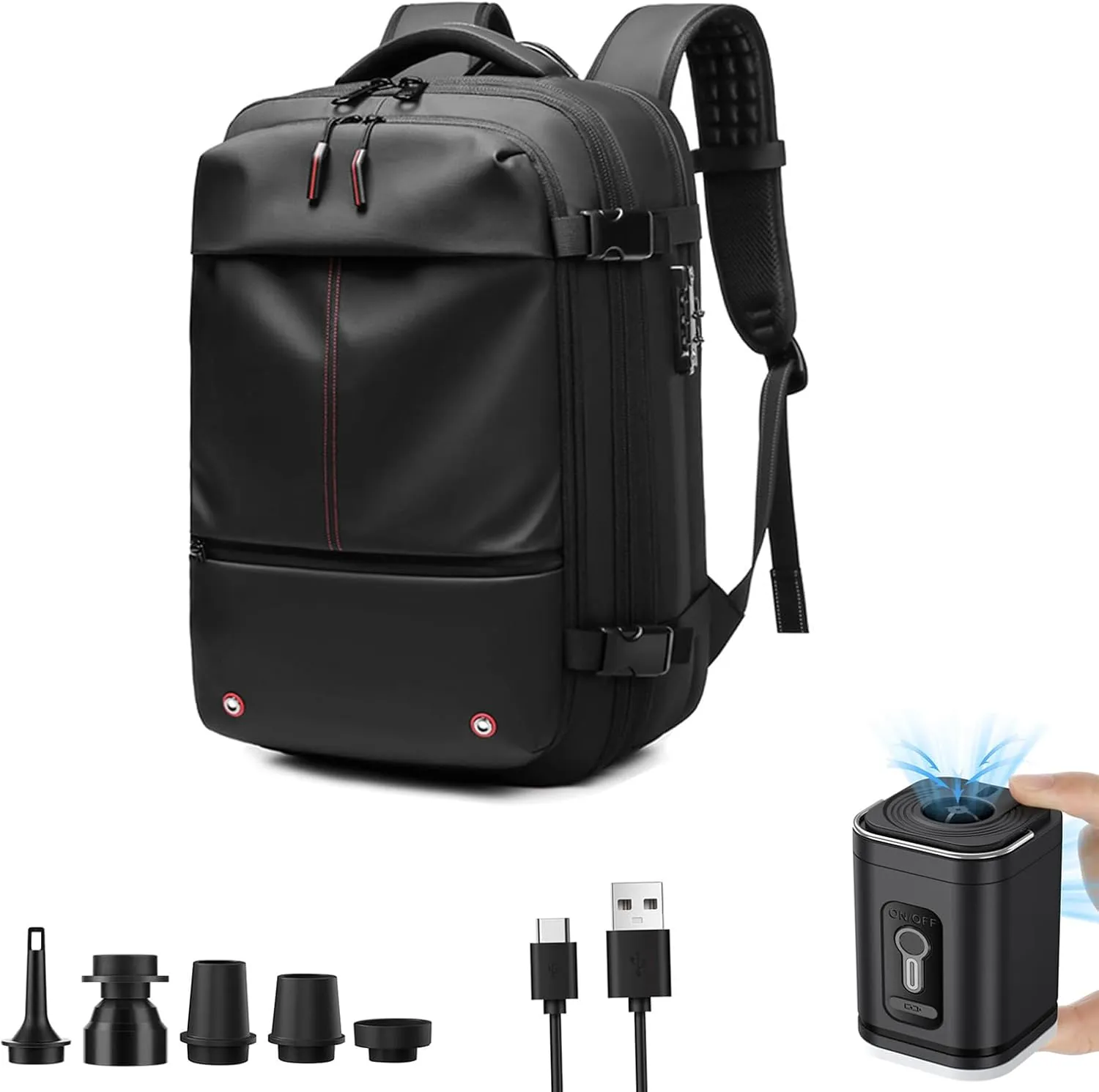 Easyvacpac Backpack,Easy Vac Pack Backpack,Travel Backpack with Vacuum Compression,60l Expandable Vacuum Backpack (black)