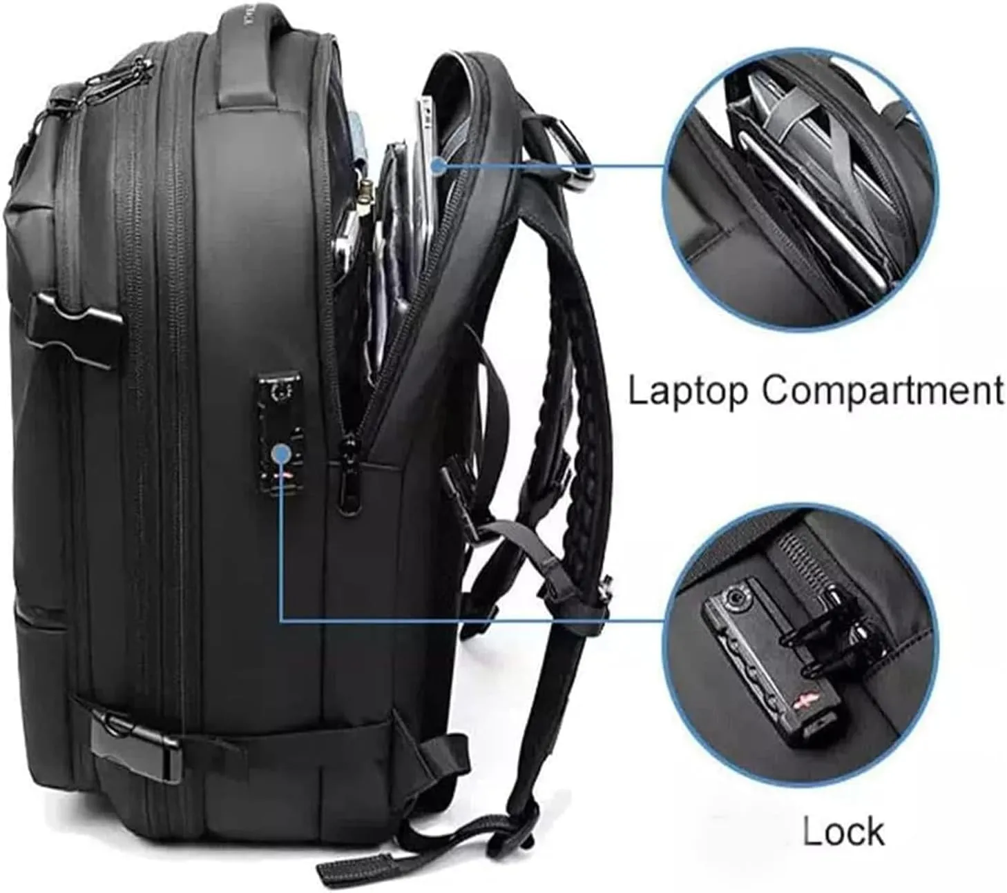 Easyvacpac Backpack,Easy Vac Pack Backpack,Travel Backpack with Vacuum Compression,60l Expandable Vacuum Backpack (black)